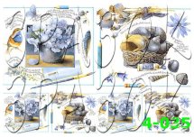 Декупажна карта - квіти та мушлі 4-035, формат А4, 60 г/м2