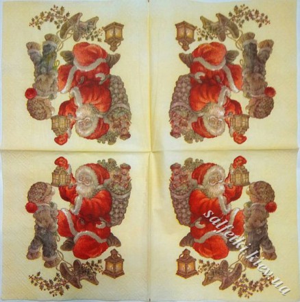 Серветка Дід Мороз та хлопчик 25 х 25 см (ТМ5057)