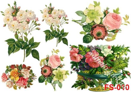 Декупажна карта - букетики з трояндами FS010, формат А4, 60 г/м2