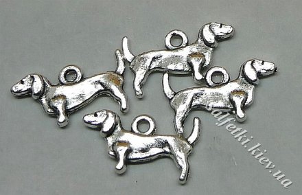 Підвіска металева Такса (колір - срібло)