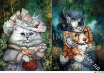 Декупажна карта - тварини у вбраннях AN128, формат А4, 60 г/м2