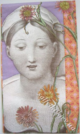 Серветка дівчина з квітами 33 х 42 см (ТБ1470)
