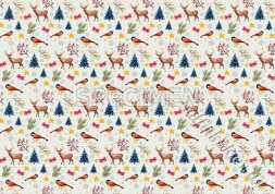 Декупажна карта - фон олені та пташки NY220, формат А4, 60 г/м2