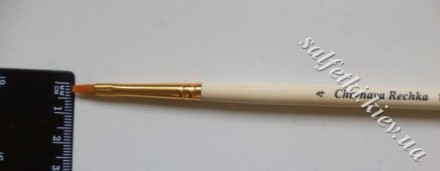 Пензель із синтетики плаский, ручка подовжена №4