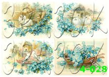 Декупажна карта - вінтажні картинки з незабудками 4-028, формат А4, 60 г/м2