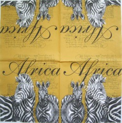 Серветка Africa – зебри гірчичний фон 33 х 33 см (ТС2705(б))