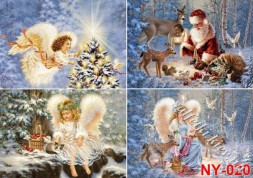 Декупажна карта - Різдвяний янгол від Dona Gelsinger NY020, формат А4, 60 г/м2