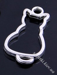 Підвіска металева Котик контур (колір - срібло)