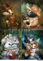 Декупажна карта - тварини у вбраннях AN133, формат А4, 60 г/м2