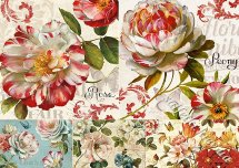 Декупажна карта - півонії FS037, формат А4, 60 г/м2