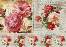 Декупажна карта - листівки з квітами FS038, формат А4, 60 г/м2