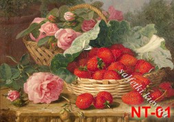 Декупажна карта - Eloise Harriet Stannard - троянди та полуниця NT001, формат А4, 60 г/м2