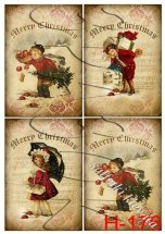 Декупажна карта - вінтажна з дітками Н-176, формат А4, 60 г/м2