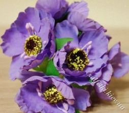 Квіти тканинні Анемон фіолетовий 6 шт