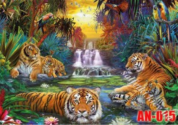 Декупажна карта - тигри у джунглях AN015, формат А4, 60 г/м2