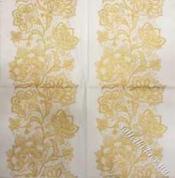 Серветка lace pattern золота на білому 33 х 33 см (ТС4747(а))