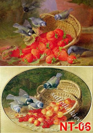 Декупажна карта - Eloise Harriet Stannard - ягоди і птахи NT006, формат А4, 60 г/м2