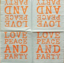 Серветка Love Peace and party 33 х 33 см (ТС4100)