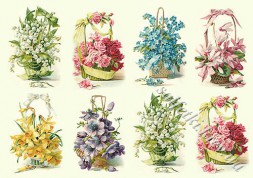 Декупажна карта - весняні квіти у кошиках FS034, формат А4, 60 г/м2