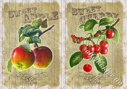 Декупажна карта - яблука та вишні NT016, формат А4, 60 г/м2