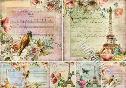 Декупажна карта - привіт, Париж VI069, формат А4, 60 г/м2