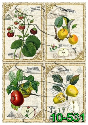 Декупажна карта - фрукти та ягоди 10-531, формат А4, 60 г/м2