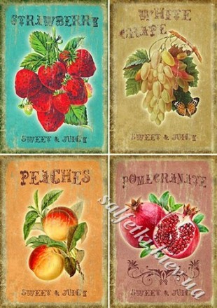 Декупажна карта - фрукти та ягоди NT020, формат А4, 60 г/м2