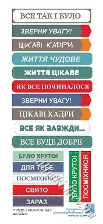Универсальные надписи на украинском языке 9х20 см