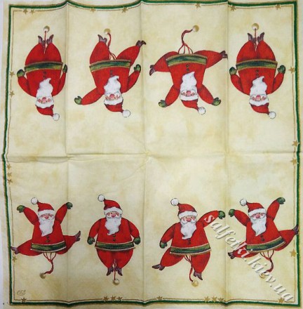 Серветка jumpin Santa (хусточка 21 х 21 см) (ТП5073)