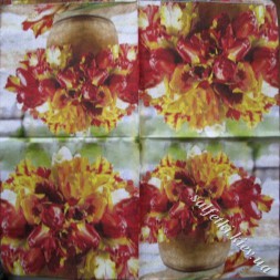 Серветка букет червоно-жовтих тюльпанів 33 х 33 см (ТС0616)