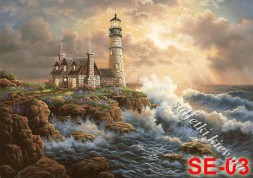 Декупажна карта - Judy Gibson - морський краєвид з маяком SE003, формат А4, 60 г/м2