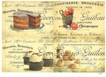 Декупажна карта - вінтажна з тістечками 3-490, формат А4, 60 г/м2