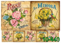 Декупажна карта - троянда та мімоза 10-440, формат А4, 60 г/м2