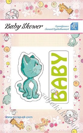 Эпоксидные наклейки с котиком Baby Shower