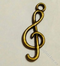 Підвіска металева Скрипковий ключ 9 х 25 мм (колір - бронза)