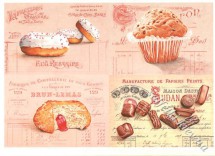 Декупажна карта - вінтажна з тістечками 3-483, формат А4, 60 г/м2