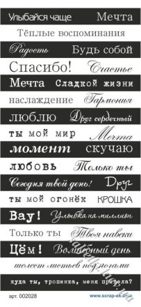 Надписи черно-белые на русском языке 9 х 20 см