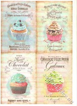 Декупажна карта - вінтажна з тістечками 3-481, формат А4, 60 г/м2