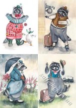 Декупажна карта - єноти AN086, формат А4, 60 г/м2