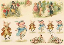 Декупажна карта - свинки AN087, формат А4, 60 г/м2