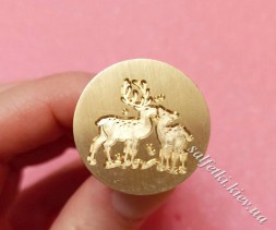 Печатка олень з оленятком DW01 з ручкою