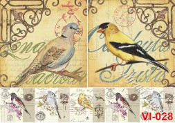 Декупажна карта - Debbie Dewitt - птахи VI028, формат А4, 60 г/м2