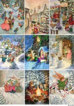 Декупажна карта - новорічні картинки із зайчиками NY246, формат А4, 60 г/м2