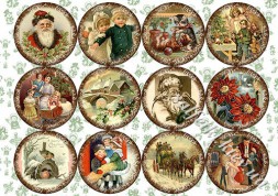 Декупажна карта - різдвяні медальйони NY061, формат А4, 60 г/м2