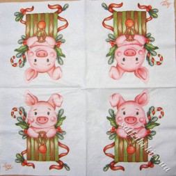 Серветка подарунок з поросям 33х33 см (ТС4721)