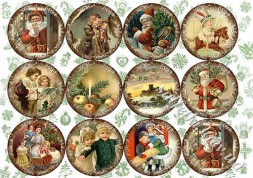 Декупажна карта - різдвяні медальйони NY062, формат А4, 60 г/м2