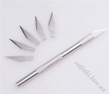 Нож трафаретный металлический с запасными лезвиями (5 шт)