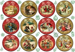 Декупажна карта - різдвяні медальйони NY063, формат А4, 60 г/м2