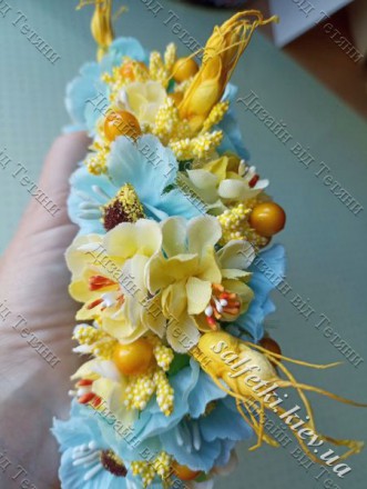 Обідок-віночок жовто-блакитний з колосками