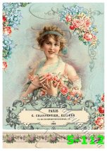 Декупажна карта - дама у квітах 5-112, формат А4, 60 г/м2